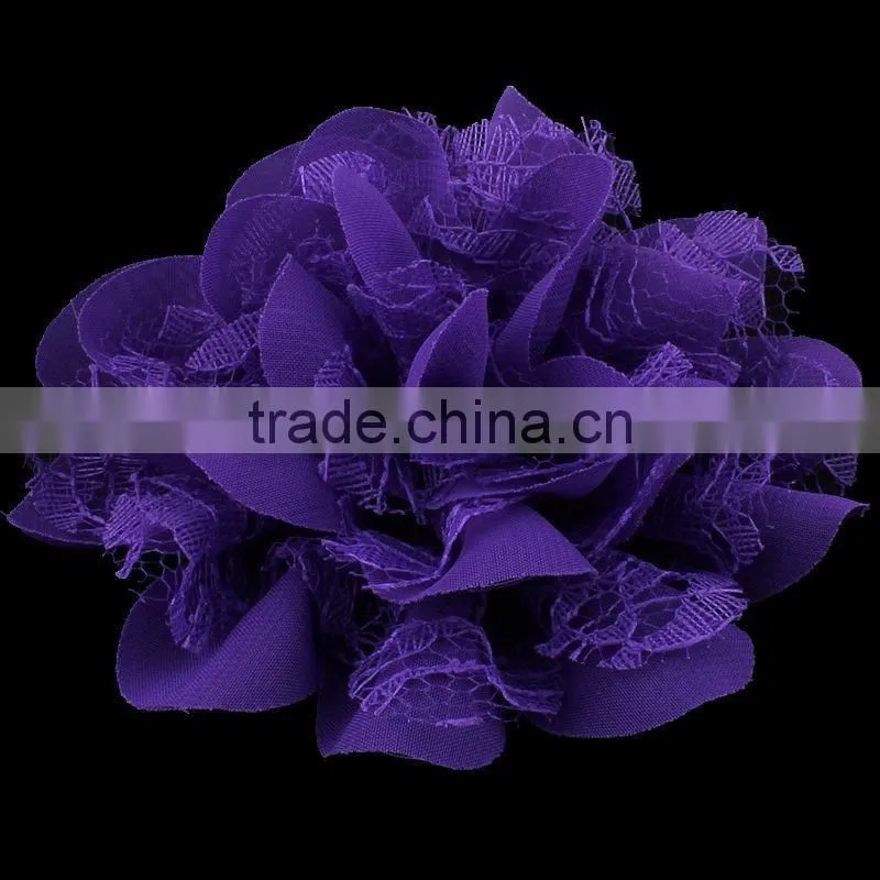 chiffon and lace flower clip for kids hair accessories for baby girl