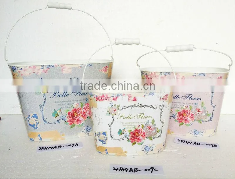 newest metal zinc flower pot with printing