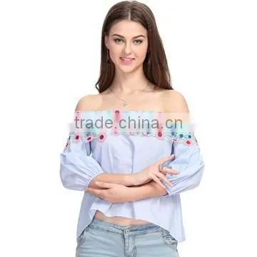 Off Shoulder Woman Designer Pattern Latest Blouse Design Image