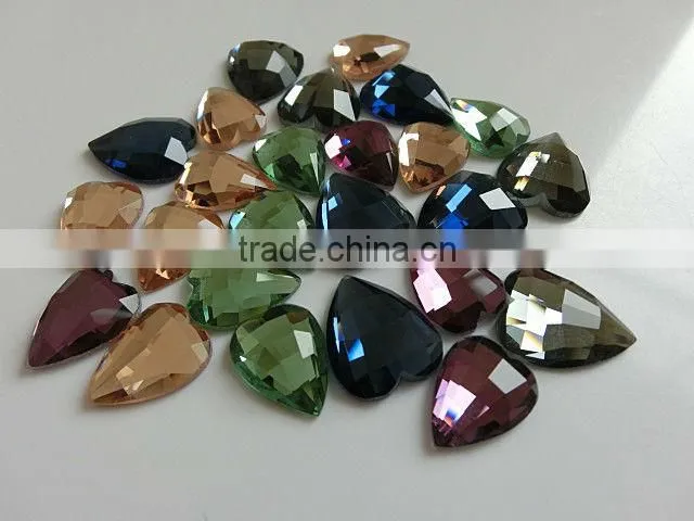 simulated diamond jewelry sew on garment heart shape