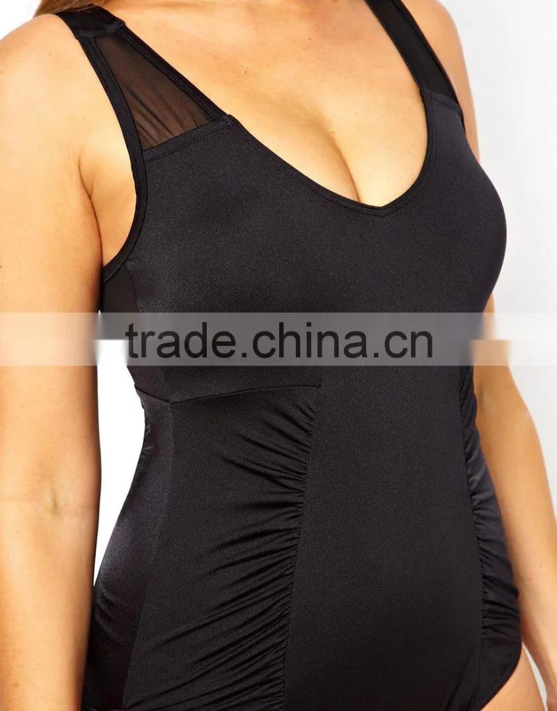 sexy adult onesie swimwear ,Deep V Neck Swimsuit Black