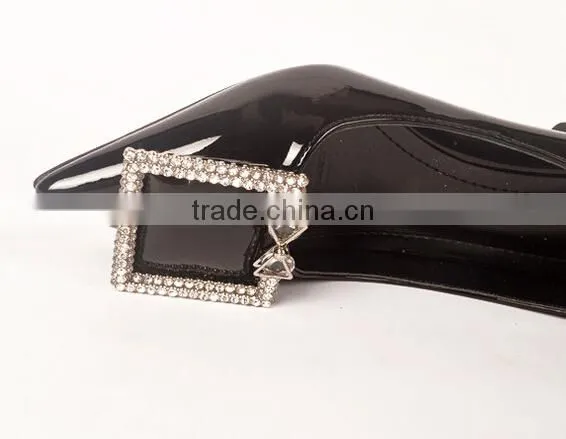 GZY fashion black color patent pu women shoes with removable heel