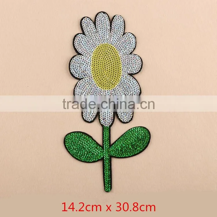 wild chrysanthemum flower reversible sequin designs embroidery patch for garment
