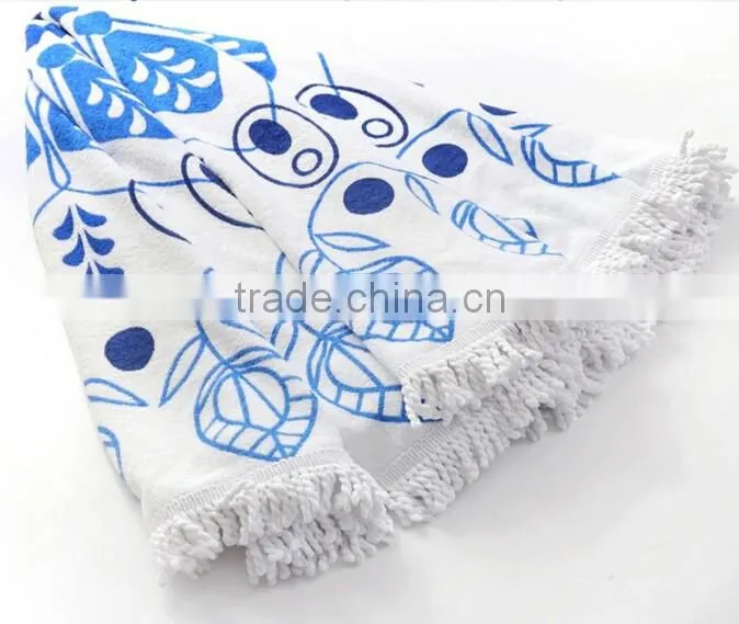 Custom Design Print 100% Cotton Round Beach Towels