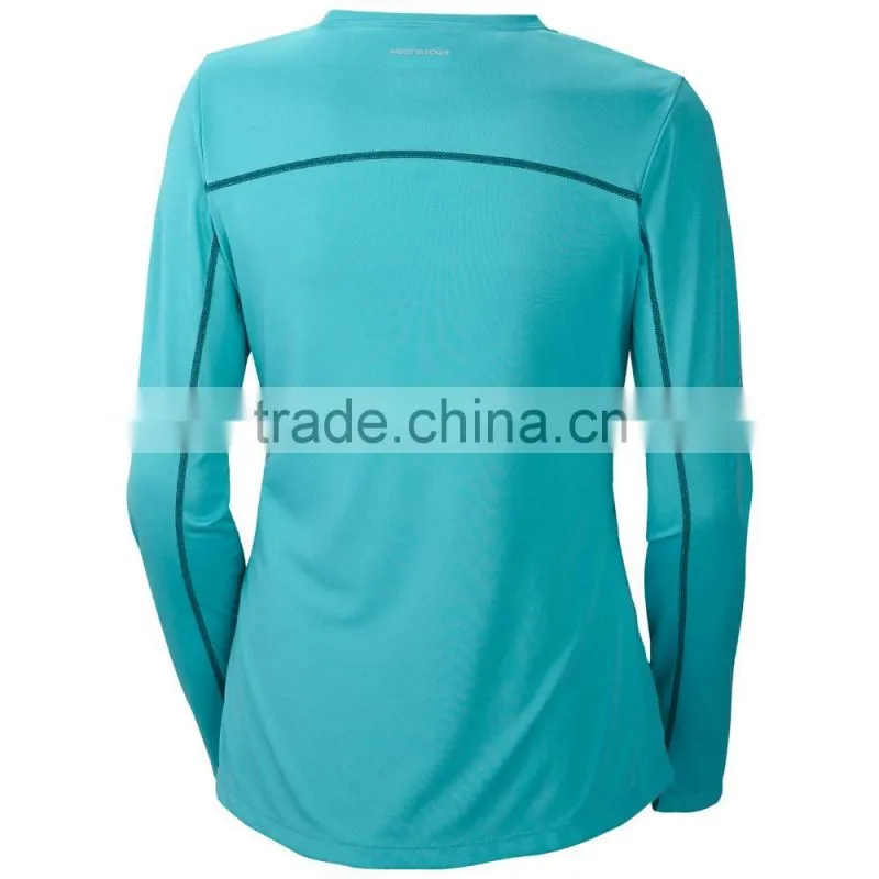 fancy soft design long sleeve woman t-shirt with flatlock