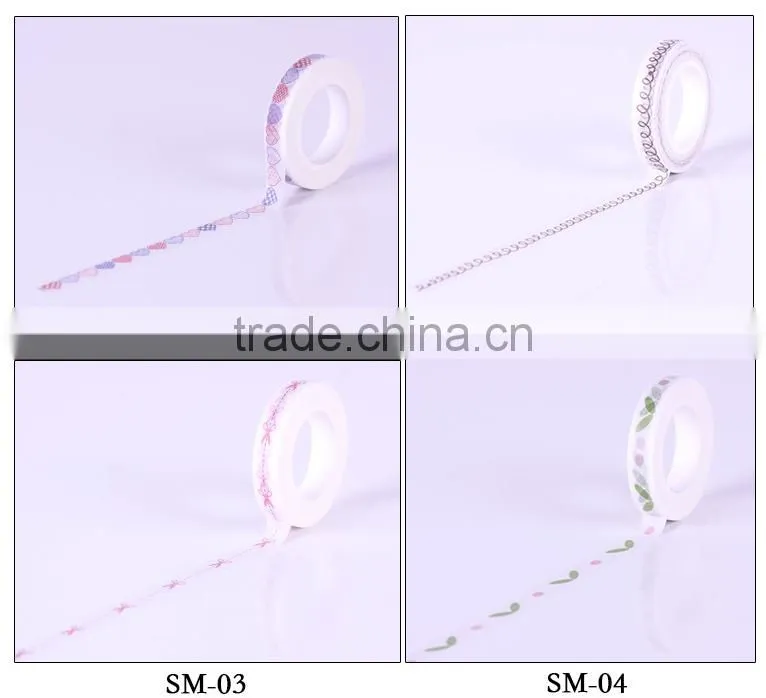 7mm*10m washi tape heart/split line/animal foortsprint pattern adhesive tape small fresh series decorative tape