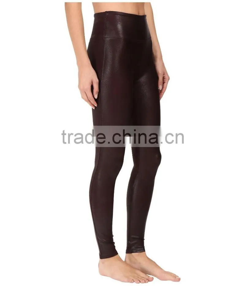 Wholesale fashion 2017 ladies Faux Leather slim fit custom yoga Leggings Sexy Leather stretch Legging