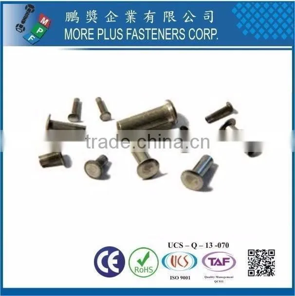 Taiwan Stainless steel 18-8 Chrome plated steel Nickel plated steel Copper Brass Semi Tubular and Solid Rivet