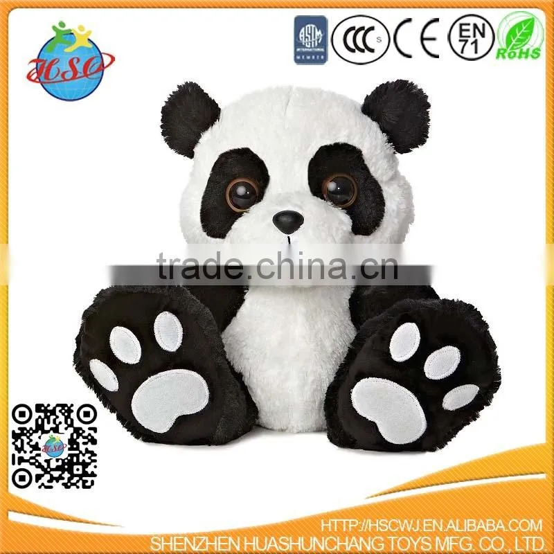 Embroidery Black & White Cartoon Panda with Big Eyes Animal Toy