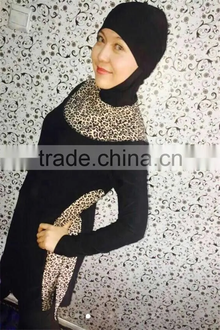 Fashion Woman Leapord Printed Modest Swimwear