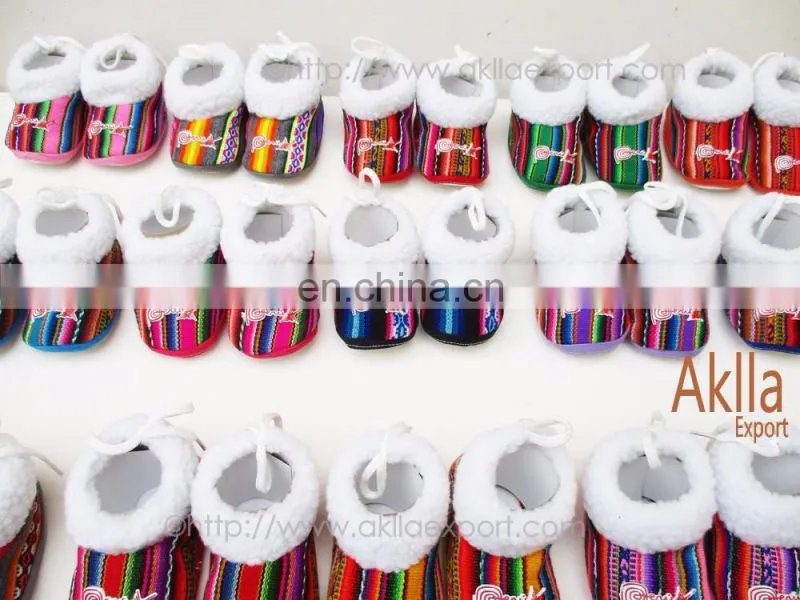 Peruvian Handmade Shoes for Baby of Aguayo Fabric