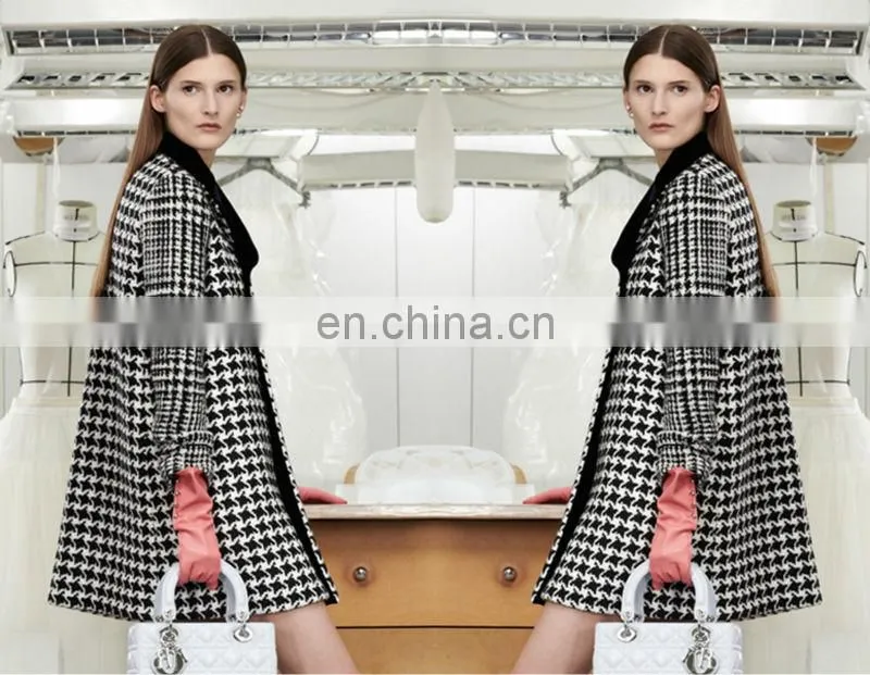 2014 best selling houndstooth velour woollen coat