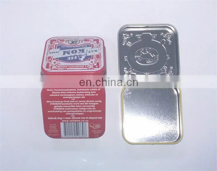 Hot sale small condom tins with hinge