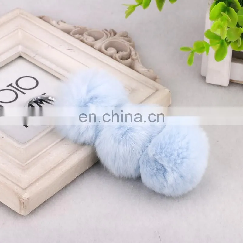 Wholesale Faux Fur Pompon Keychain 3pcs Fur Ball Bag Charm