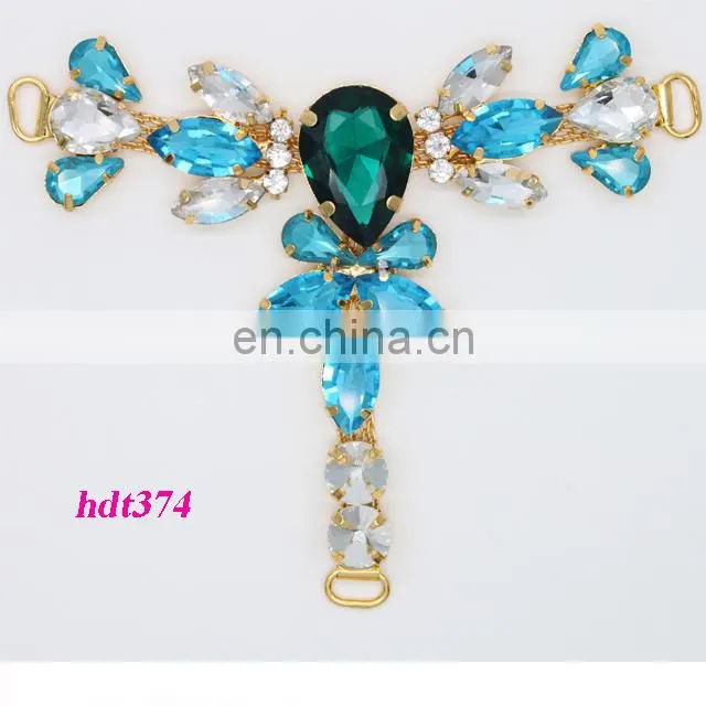 China Wholesale Fashion T Shape Colorful Rhinestone Crystals Sandal Shoes Ornaments