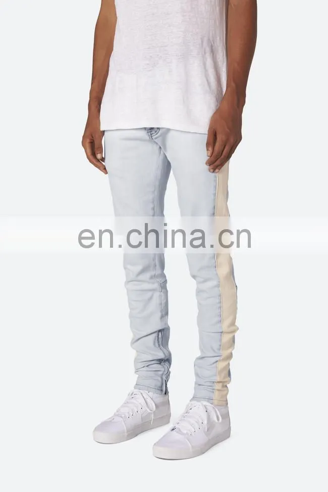 DiZNEW White Mens Wholesale Track Scratch Denim Jeans Pants For Men