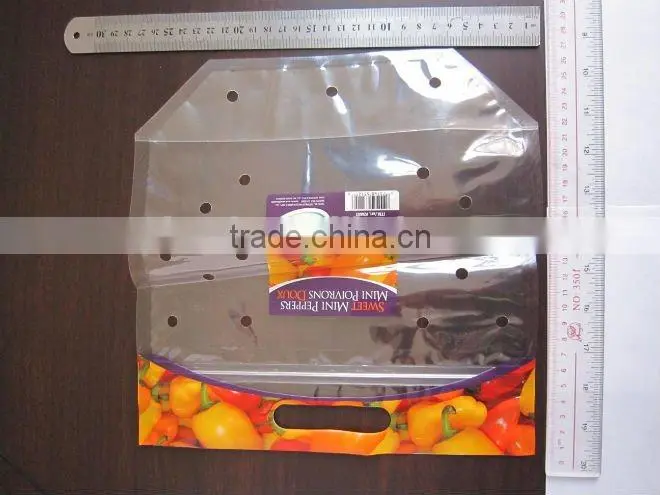 transparent LDPE China made plastic bag for vegetable package with holes