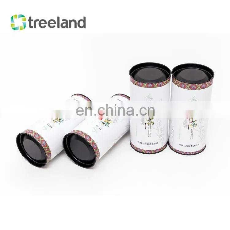 Wholesale Eco-friendly Paper Cardboard Tube Can for Tea with Metal Cover