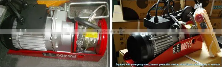 PA Mini Wire Rope Electric hoist 110v with Remote Control