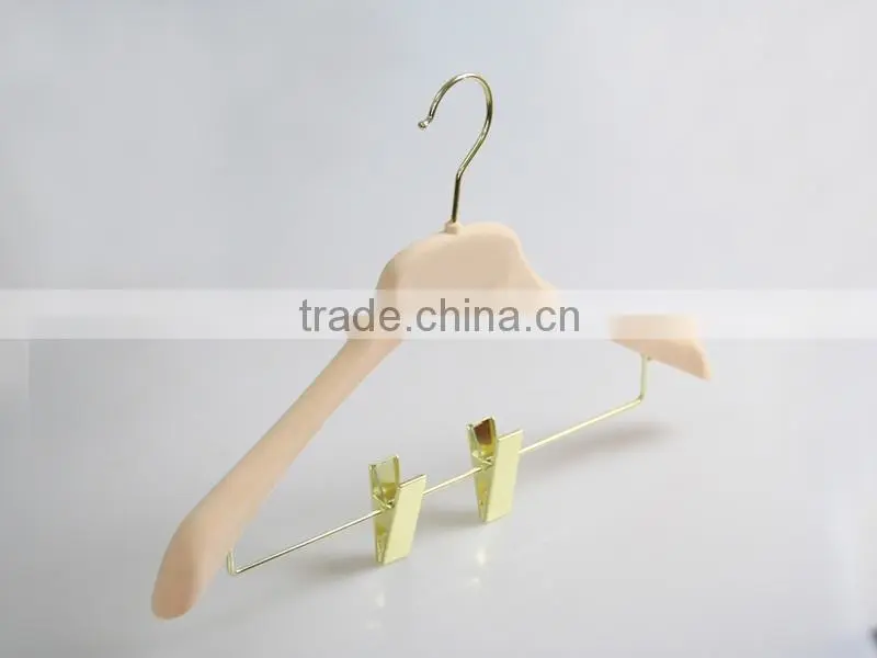 gray fashion velvet flocking hanger with clips for suits