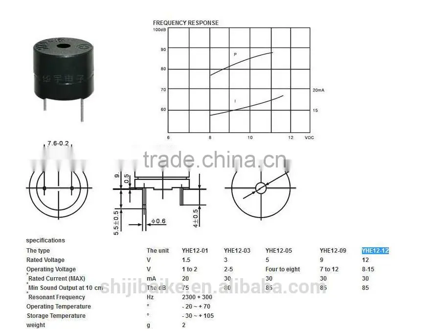 YHE12 YHE12-12 12V HYDZ Buzzer