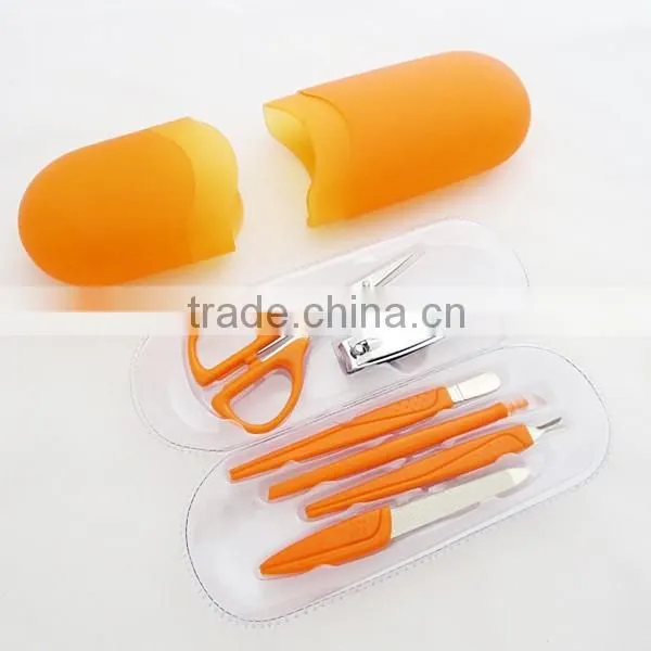 6pcs nail care set glasses case plastic manicure set
