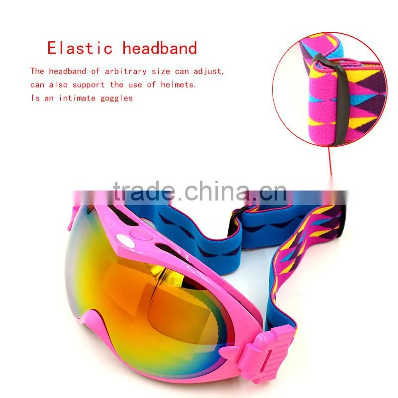 2015 Top sale best goggles for skiing shiny dual lens sports ski goggles