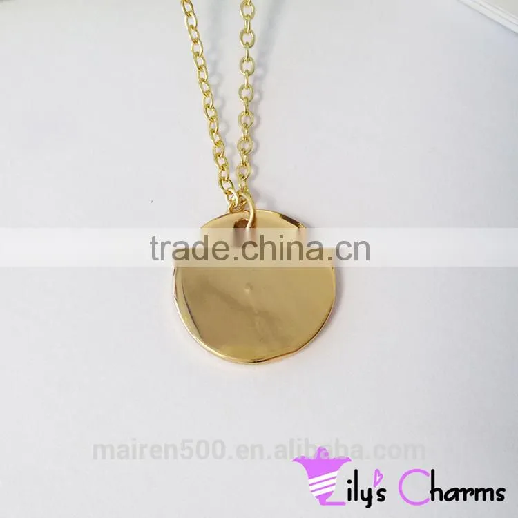 2015 Hand Stamped Initial Personalized charm disc necklace