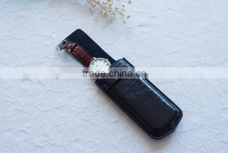 Wholesale High Quality First Layer Genuine Leather Gift Watch Storage Bag Purse Travel Watch Bag