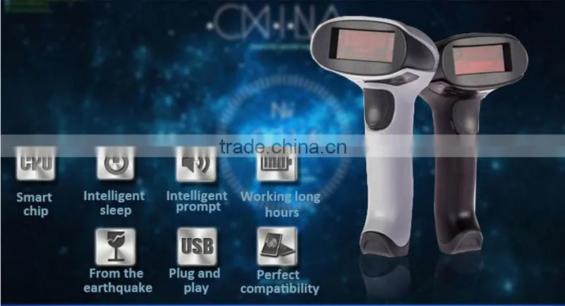 Portable laser wired barcode scanner with USB cable for supermarkett and POS system