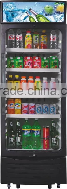 commercial 310L beverage display cooler with top lamp