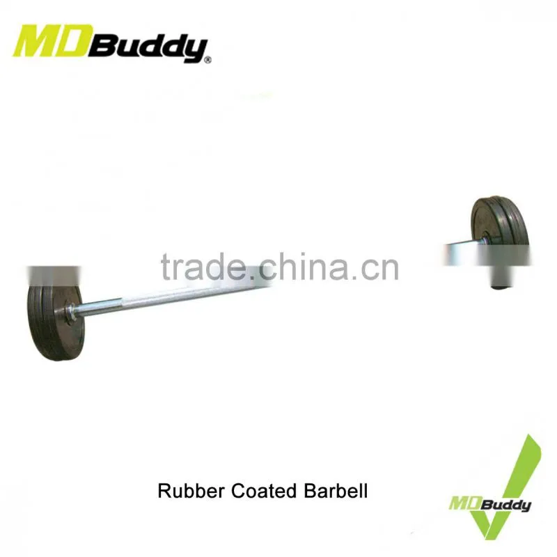 weightlifting 10kg straight bar rubber Coated barbell
