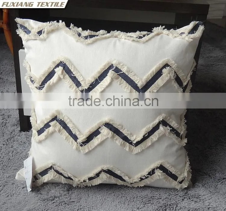 Handcrafted poly- cotton wave decoration cushion for Home