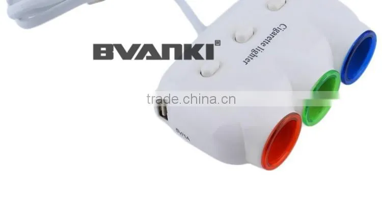 new products 2016 High Quality Triple3 Way Splitter+Dual USB Port Car Cigarette Lighter Socket Splitter Charger with gps tracker