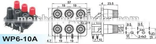 Six pole push type wire terminal clip