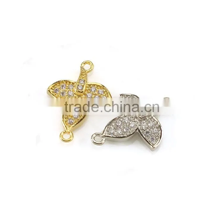 CZ6619 mirco cz pave leaf bracelet charm connector,charms for bracelet making