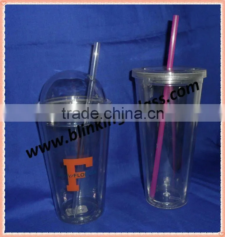 BPA Free double wall plastic cups with straw double wall tumbler - 16OZ