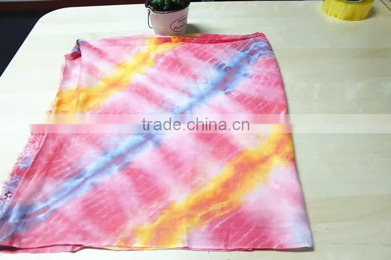 Fashionable polyester cotton ties dye long scarf viscose scarf