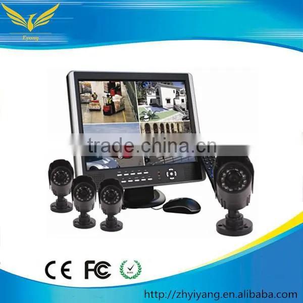 HD 4 CH LCD/DVR 4ch dvr combo cctv camera kit wireless security camera system