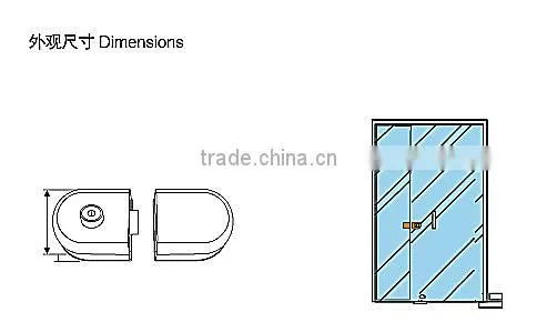 KG-05L sliding glass door push lock/Stain iron lock for glass door wholesaler