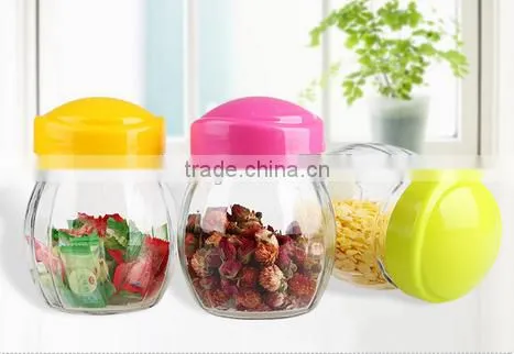 Alibaba colored plastic lid and glass spice jars wholesale