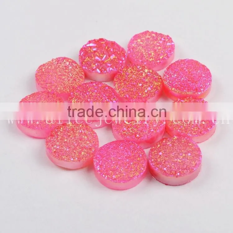 Wholesale round natural pink druzy cabochon beads druzy stone