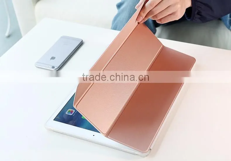 Rock Phantom Series Two-sided Triple Folding Intelligent Flip PU Leather TPU Back Cover Case For iPad Pro 12.9" TB-0070