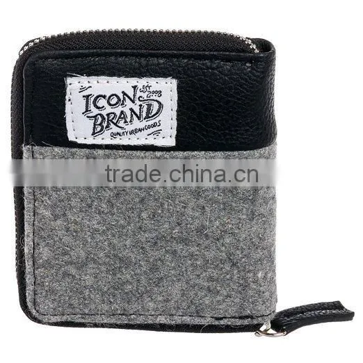 High Quality Mens Zip Around Faux Leather Bifold Pouch Wallet