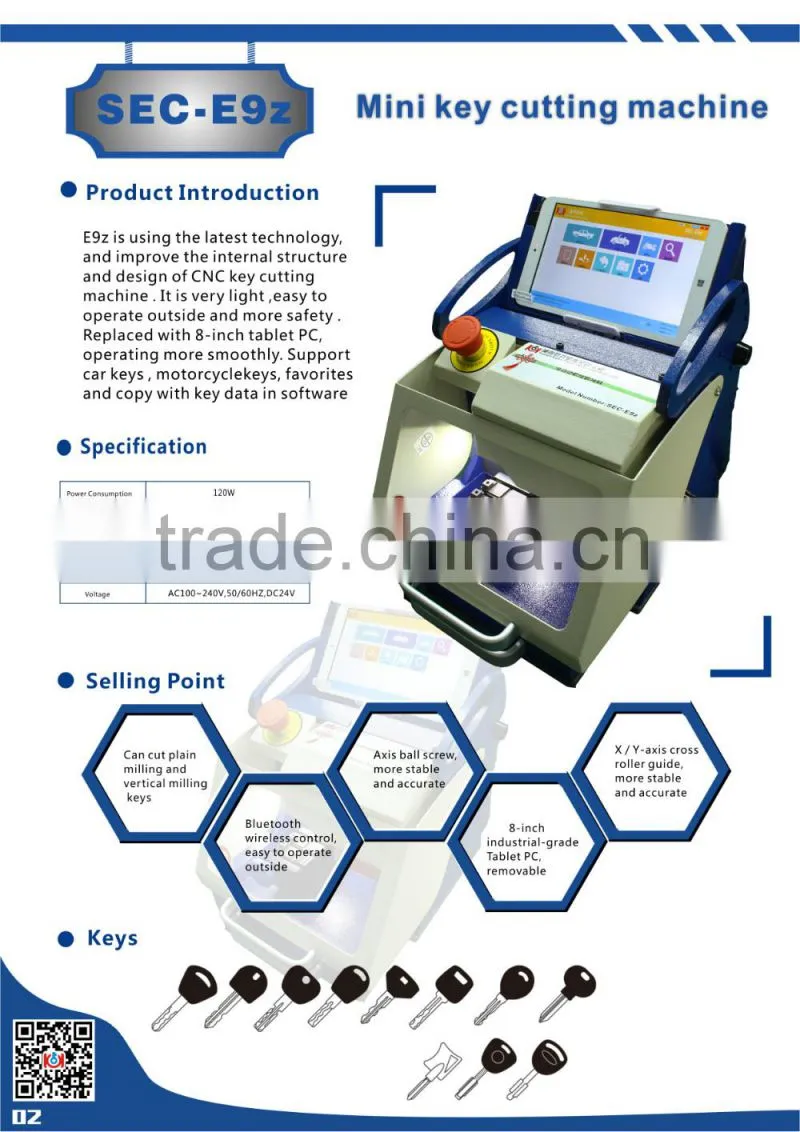 Competitve price automatic key cutting machine SEC-E9 English version , practial key making machine for locksmith