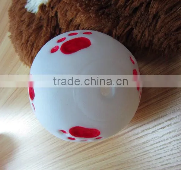 wholesale pet products--Everfriend 9.1cm white vinyl ball with red paw print