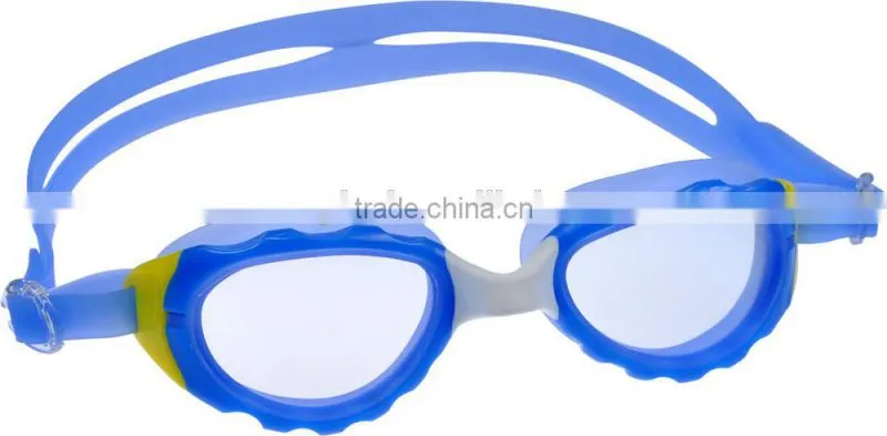 2015 Best comfortable anti-fog one piece silicone kids swimming goggles