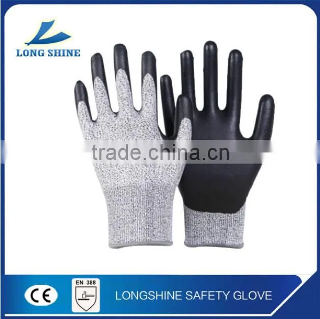 Best price 13G Black softtextile Latex Coated Kevlar liner cut resistant Safety Work hand Gloves CE certification