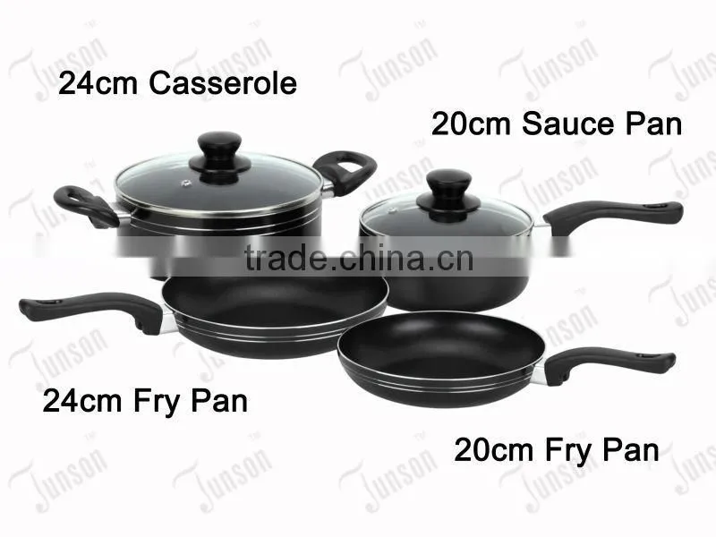 6Pcs Pressed Aluminum Cookware Set/Non-stick Cookware Sets with Black Bakelite Handle