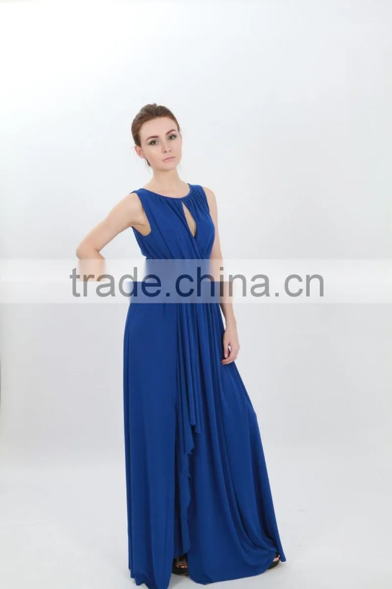 Royal Blue Chiffon Sleeveless Floor Length Latest Formal Dress Patterns